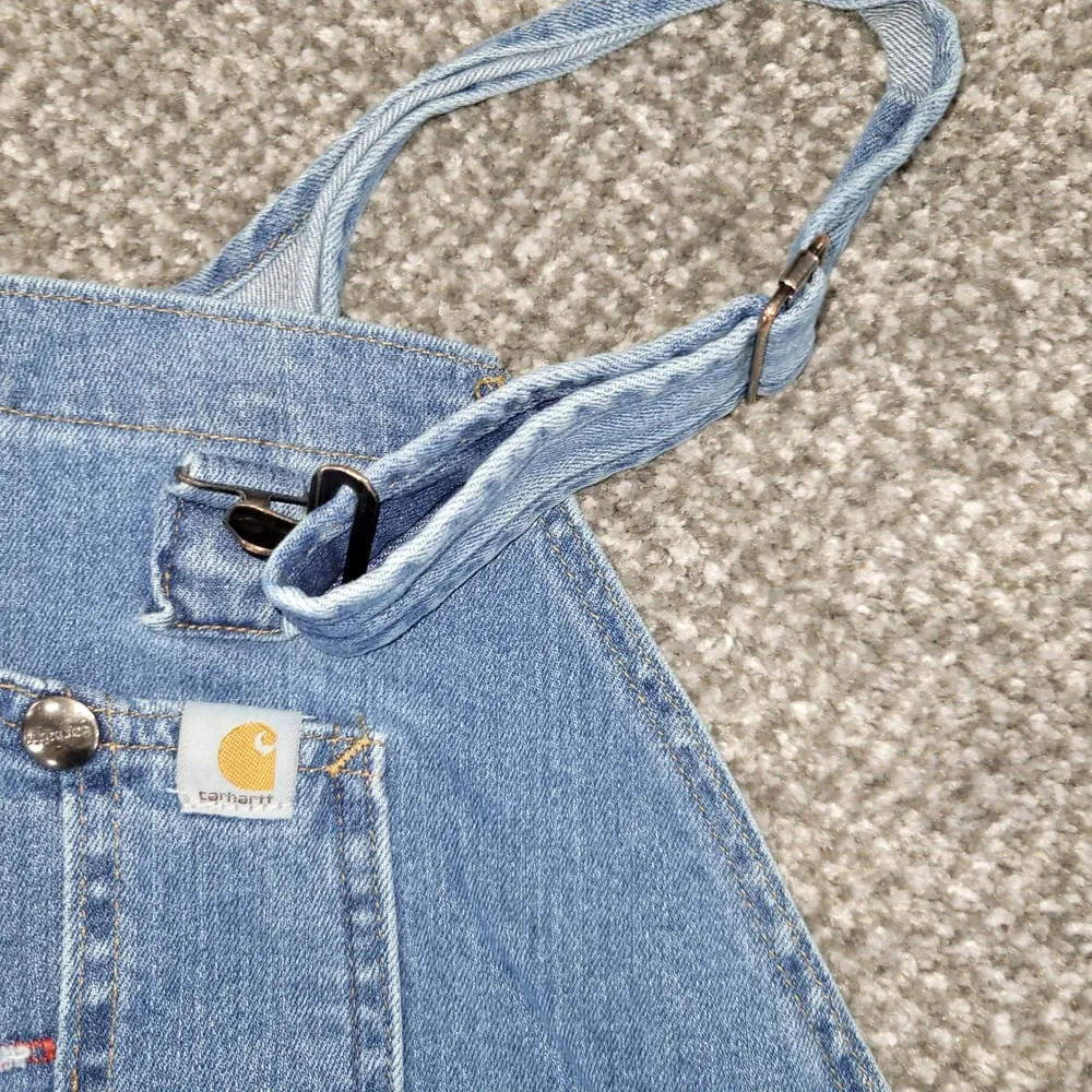 Carhartt Womens Denim Bib Overalls Light Wash Blue Stretch WR008 FBI XL 16/18 - Picture 14 of 16